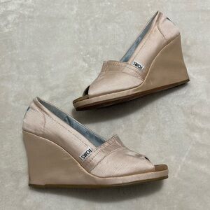 Toms Blush Peep-Toe Wedge Sandals